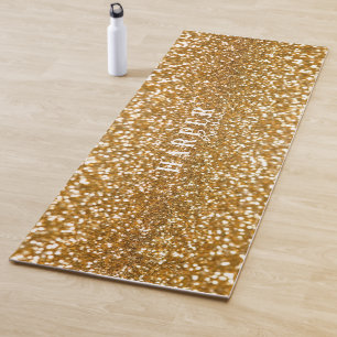 Golden Glitter Custom Name Yoga Mat