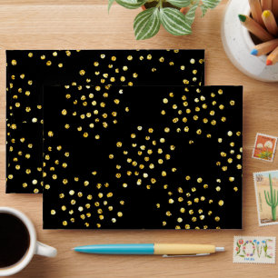 Golden Glitter Dots Monogram Envelope