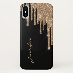 Golden Glitter Drips iPhone X Case