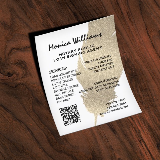 Golden glitter feather Notary  Flyer (Creator Uploaded)