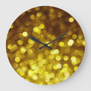 Golden glitter: festive Christmas texture. Large Clock
