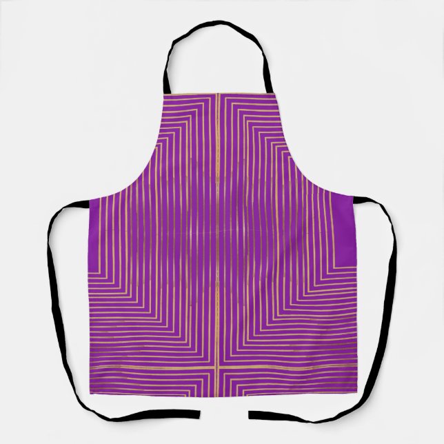 Golden Glitter Geometric Art Line Pattern Apron (Front)