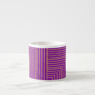 Golden Glitter Geometric Art Line Pattern Espresso Cup
