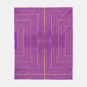 Golden Glitter Geometric Art Line Pattern Fleece Blanket