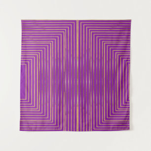 Golden Glitter Geometric Art Line Pattern Tapestry