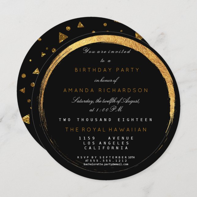 Golden Glitter Geometric Vip Party Event Luxury Invitation (Front/Back)