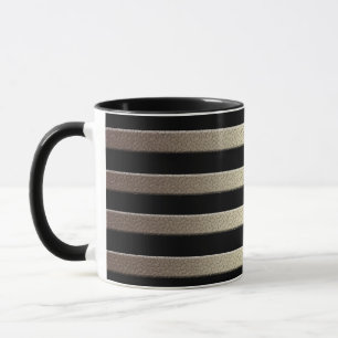 Golden glitter gradient striped lined stripes blac mug