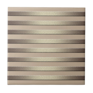 Golden glitter gradient striped lined stripes bron ceramic tile