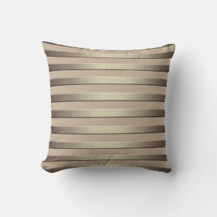 Golden glitter gradient striped lined stripes bron cushion
