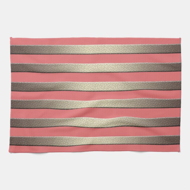 Golden glitter gradient striped lined stripes cora tea towel (Horizontal)