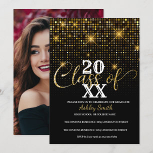 golden glitter graduation invitation