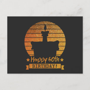Golden Glitter Happy 60th Birthday cake Holiday Postcard
