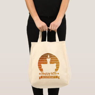 Golden Glitter Happy 60th Birthday cake Tote Bag