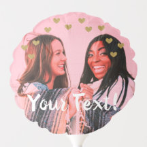 Golden GLITTER Hearts + Custom Photo Balloon