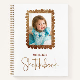 Golden Glitter Kids Photo Frame Notebook
