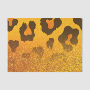 Golden Glitter Leopard Print Tissue Paper