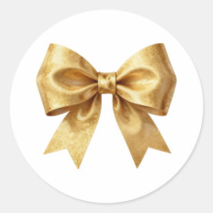 Golden Glitter Luxury Bow: Edition VII - FI045 Classic Round Sticker