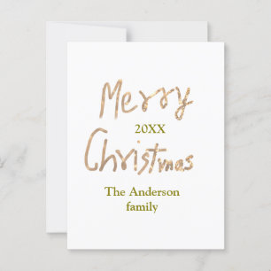 Golden glitter merry christmas add family name yea postcard