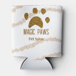 Golden glitter paws pet salon add name email websi can cooler