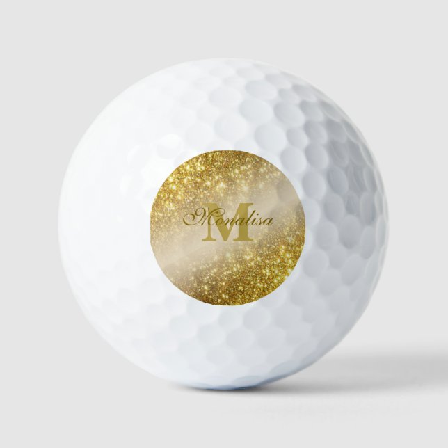 Golden glitter personalised  golf balls (Front)