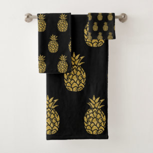 Golden Glitter Pineapple Tropical Fruit Bath Towel Set