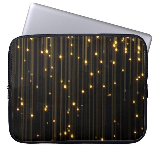 Golden Glitter Rain Light Curtain Laptop Sleeve (Front)
