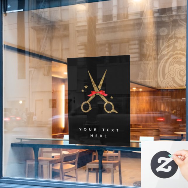 Golden glitter scissors - Hair dresser stylist (Cafe Window)