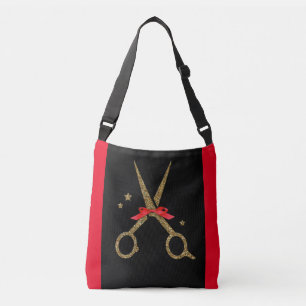 Golden glitter scissors - Hair dresser stylist Crossbody Bag