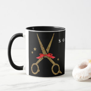 Golden glitter scissors - Hair dresser stylist Mug