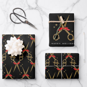 Golden glitter scissors - Hair stylist  Wrapping Paper Sheet