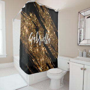 Golden Glitter Shower Curtain