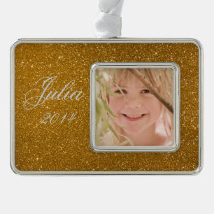 Golden glitter silver plated framed ornament