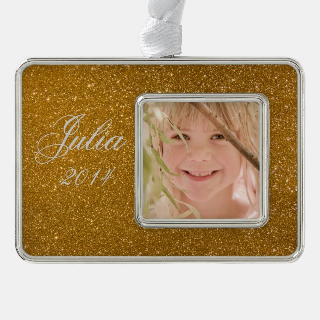 Golden glitter silver plated framed ornament (Front)