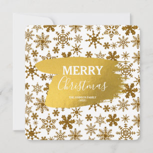 Golden Glitter Snowflakes Christmas Card