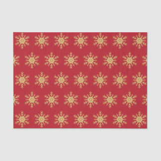 Golden Glitter Snowflakes on Christmas Red Tissue Paper