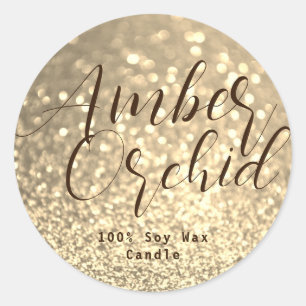 Golden Glitter Sparkle Crystal Bokeh Candle Labels