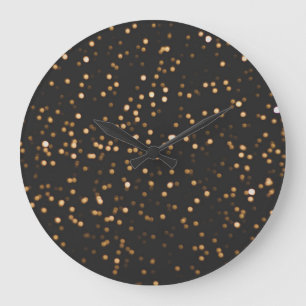 Golden Glitter Sparkles  Large Clock