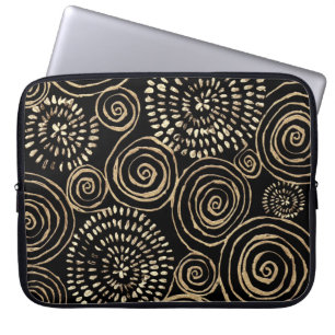 Golden glitter spirals, abstract, seamless texture laptop sleeve