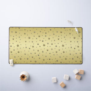 Golden glitter stars on gold shiny background desk mat