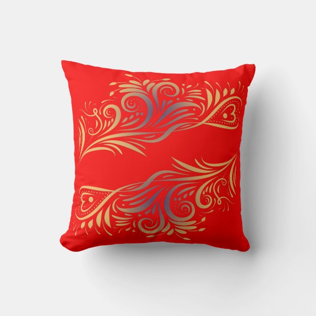 Golden glitter swirls doodle elements romantic flo cushion (Front)