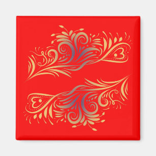 Golden glitter swirls doodle elements romantic flo magnet