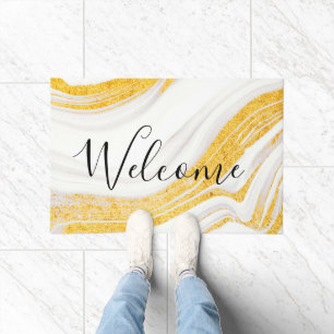 Golden Glitter White Marble                        Doormat