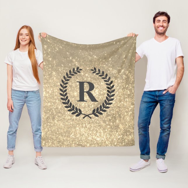 Golden Glitter With Monogram Fleece Blanket (In Situ)
