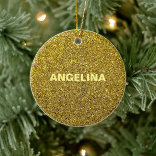 Golden glitter with your name on it ceramic ornament
