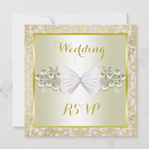 Golden Glitters, Diamond Floral Gems & Bow RSVP