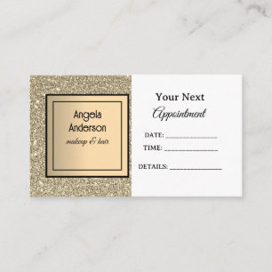 Golden Glittery Foil Glamorous Beauty Salon  Appointment Card
