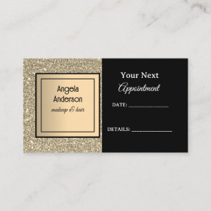Golden Glittery Foil Glamourous Beauty Salon Appointment Card