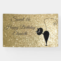 Golden glittery funny whimsical cat sweet 16 party