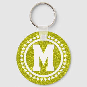 Golden Glitz Super Star Monogrammed Key Ring