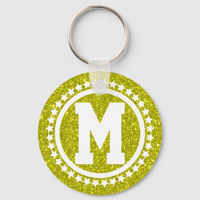 Golden Glitz Super Star Monogrammed Key Ring (Front)